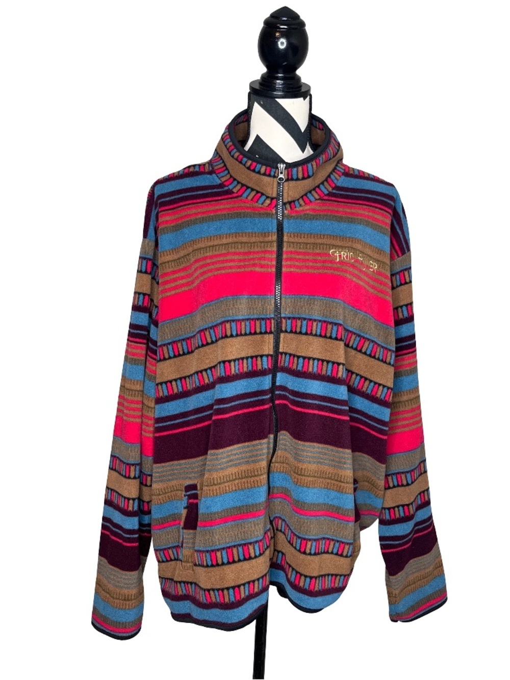 Arctic Image Frio River Southwestern Aztec Striped Fleece Full-Zip Jacket Sz XXL